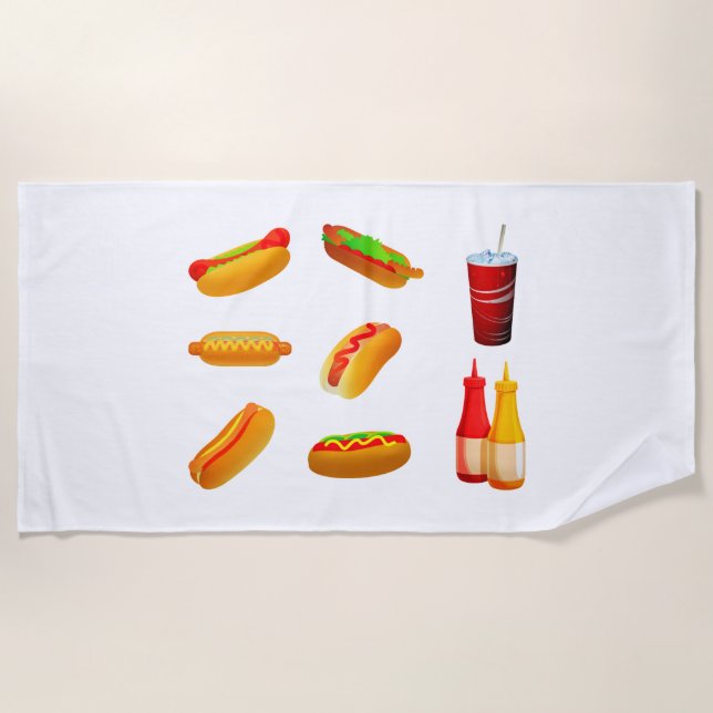Hot dog beach towel. beach towel (Front)