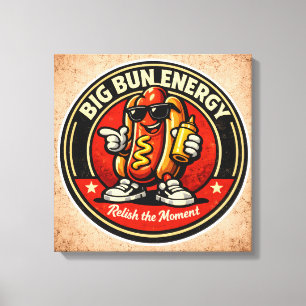 Hot Dog - Big Bun Energy - Foodie Fiends Canvas Print