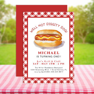 Hot Dog Birthday Invitation   BBQ Cookout Party