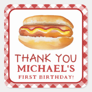 Hot Dog Birthday Thank You Sticker – Square BBQ Co