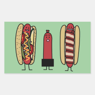 Hot dog bros. Chicago style Bacon wrapped wiener Rectangular Sticker