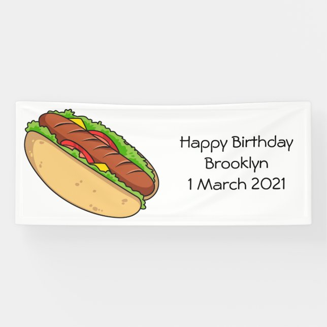 Hot dog cartoon illustration banner (Horizontal)