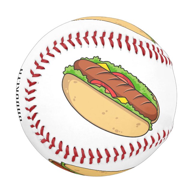 Hot dog cartoon illustration  baseball (Front Left)