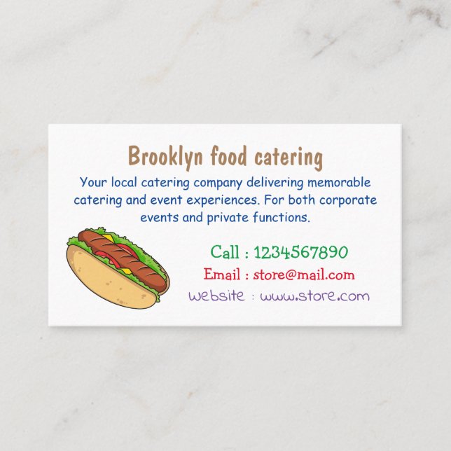 Hot dog cartoon illustration business card (Front)