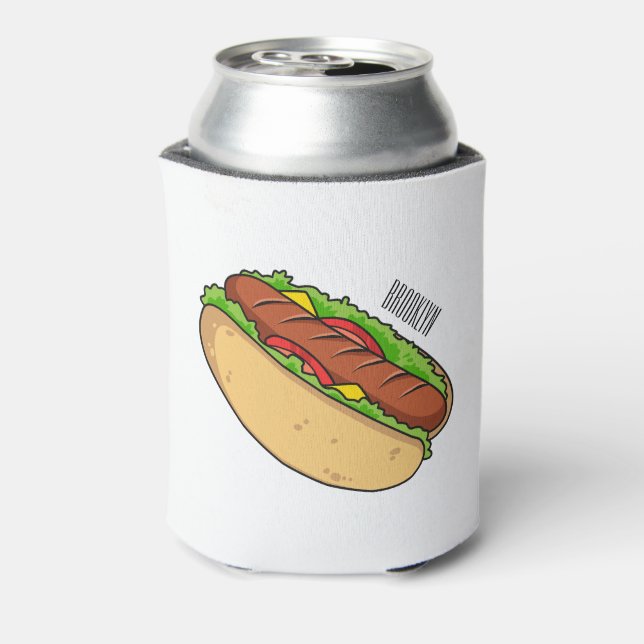 Hot dog cartoon illustration  can cooler (Can Back)