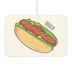 Hot dog cartoon illustration car air freshener