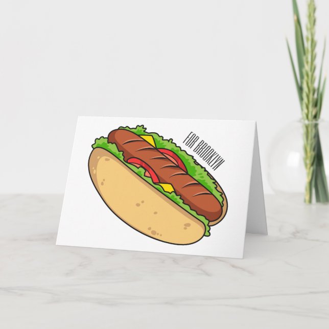 Hot dog cartoon illustration card (Front)