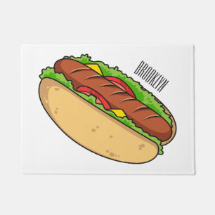 Hot dog cartoon illustration  doormat