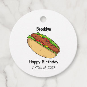 Hot dog cartoon illustration favour tags
