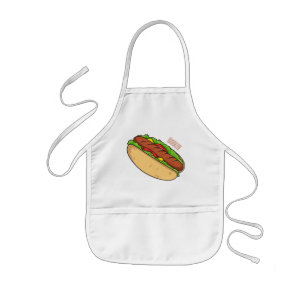 Hot dog cartoon illustration  kids apron