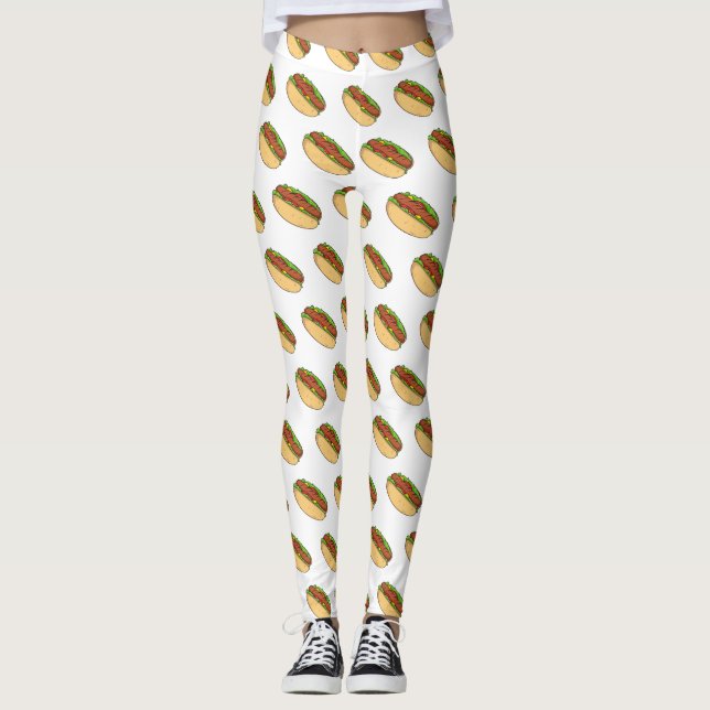 Hot dog cartoon illustration  leggings (Front)