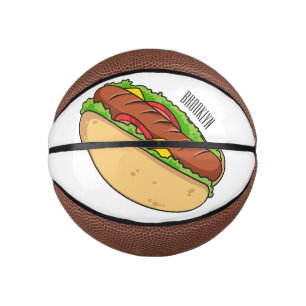 Hot dog cartoon illustration mini basketball