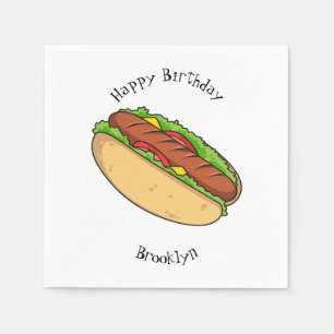 Hot dog cartoon illustration  napkin