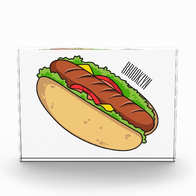 Hot dog cartoon illustration photo block (Front)