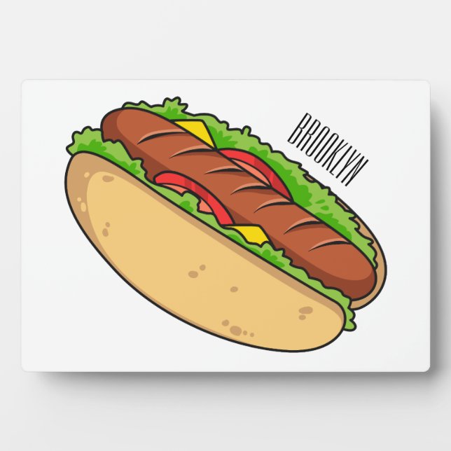 Hot dog cartoon illustration plaque (Front)