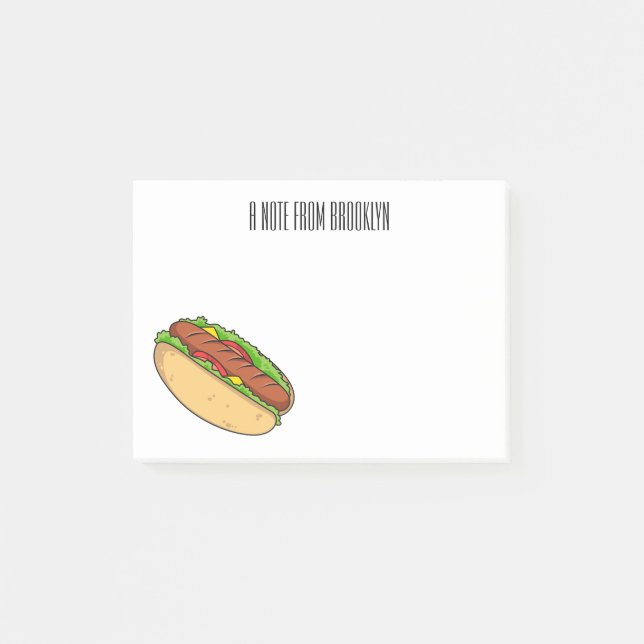 Hot dog cartoon illustration  post-it notes (Front)