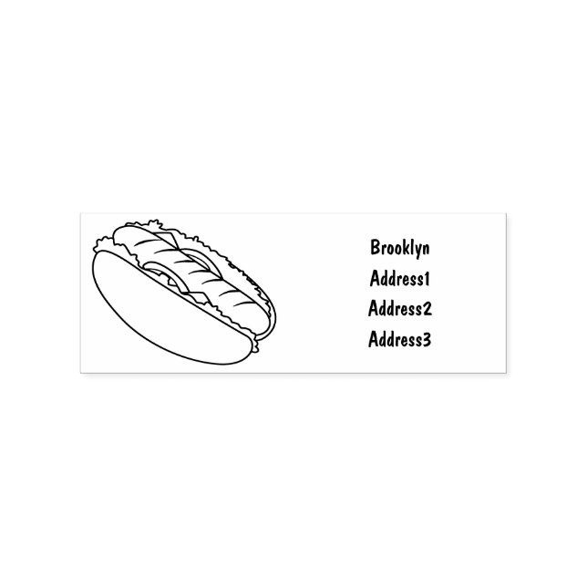 Hot dog cartoon illustration rubber stamp (Imprint)
