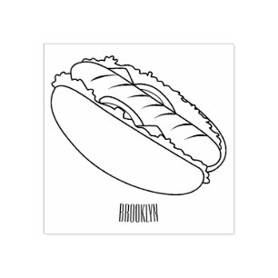 Hot dog cartoon illustration rubber stamp