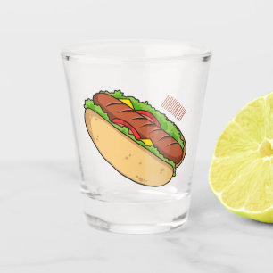 Hot dog cartoon illustration shot glass