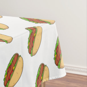Hot dog cartoon illustration  tablecloth