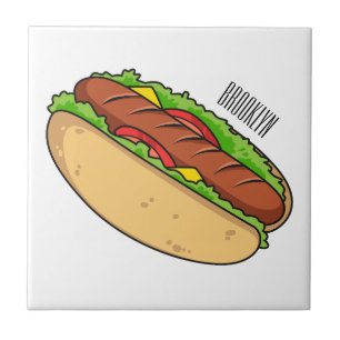 Hot dog cartoon illustration tile