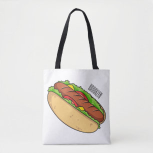 Hot dog cartoon illustration  tote bag