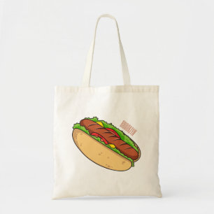Hot dog cartoon illustration  tote bag