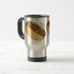 Hot dog cartoon illustration travel mug