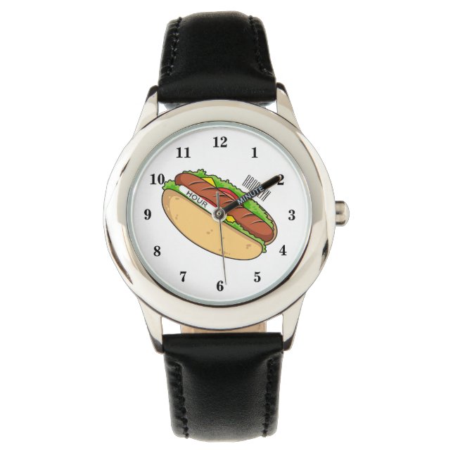 Hot dog cartoon illustration watch (Front)