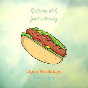 Hot dog cartoon illustration window cling