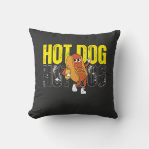 Hot Dog Cartoon Retro Food Graphic Cushion