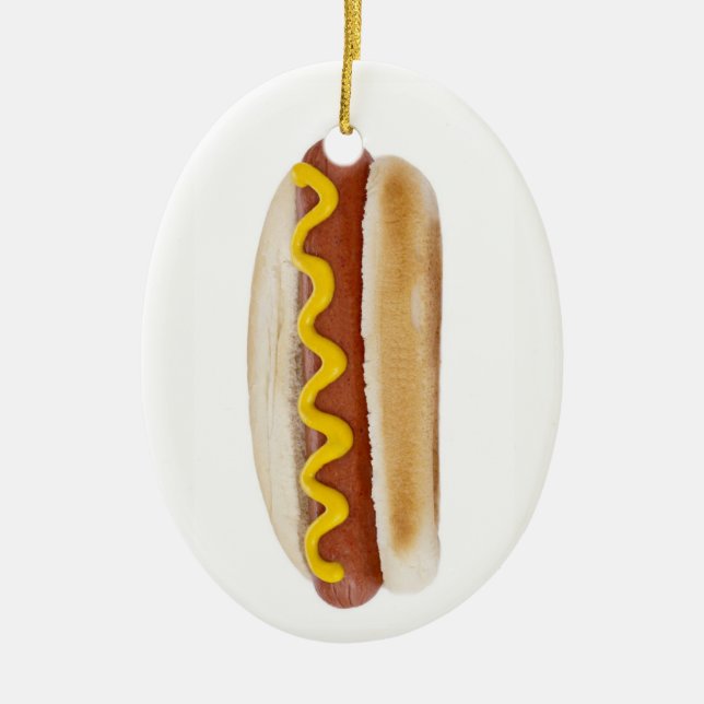 Hot Dog Ceramic Tree Decoration (Front)