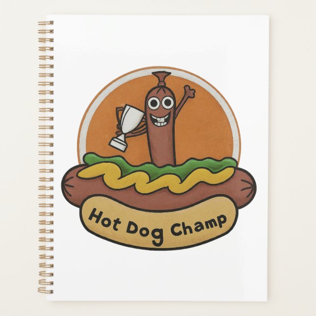 Hot Dog Champ Weiner Trophy Cute Foodie Planner (Front)