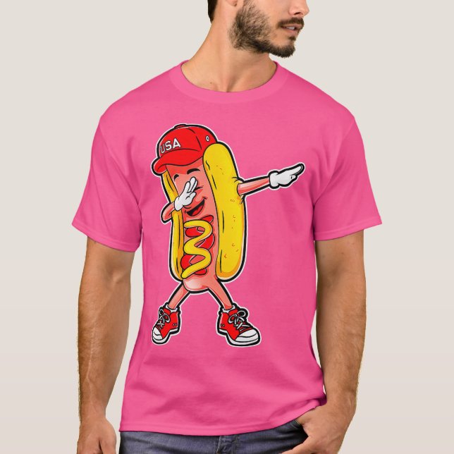 Hot dog Dabbing T shirt Funny Meme Hotdog Merica (Front)