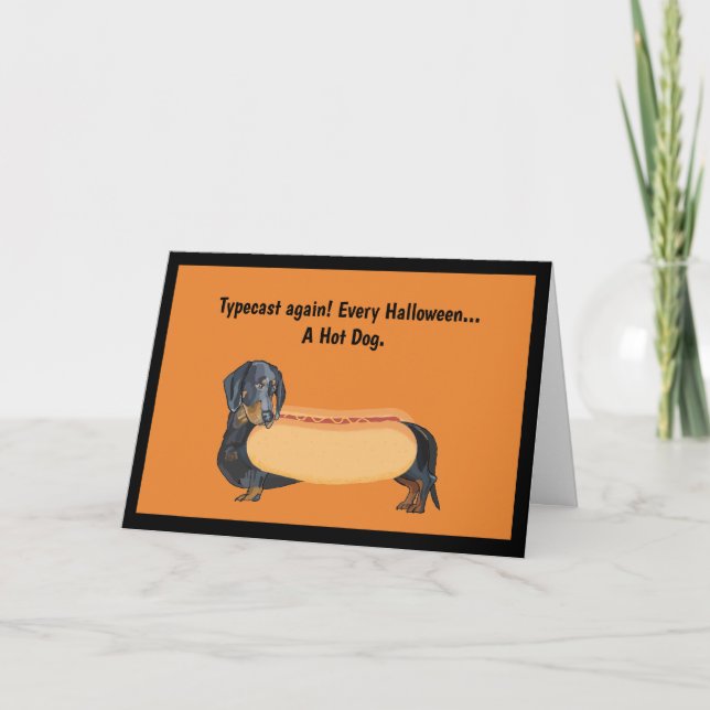 Hot Dog Dachshund Funny Halloween Card (Front)
