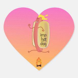 Hot Dog Dare Devil Heart Sticker