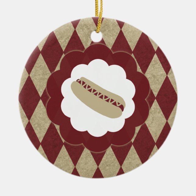 hot dog diamonds ceramic tree decoration (Front)