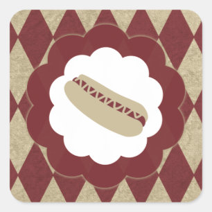 hot dog diamonds square sticker
