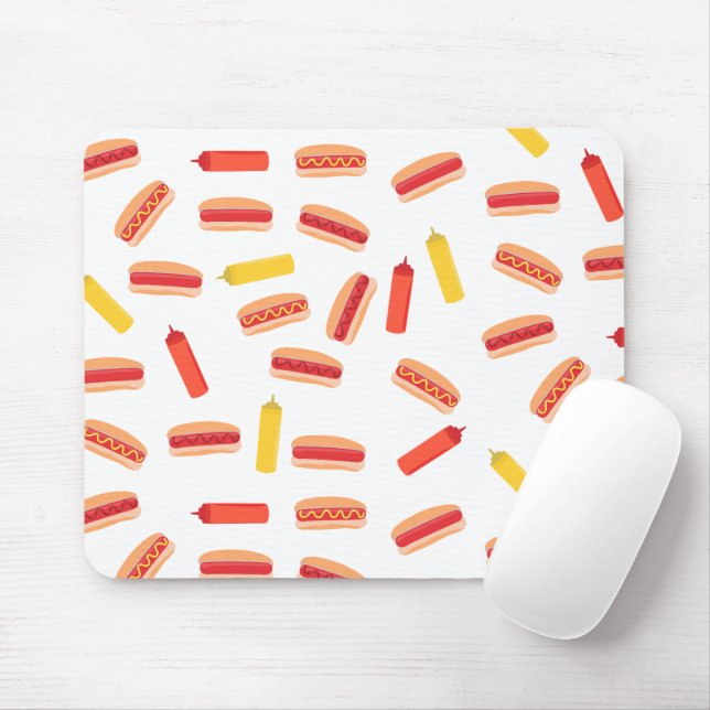 Hot Dog Fast Food BBQ Pattern  Mouse Mat (With Mouse)