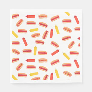 Hot Dog Fast Food BBQ Pattern  Napkin