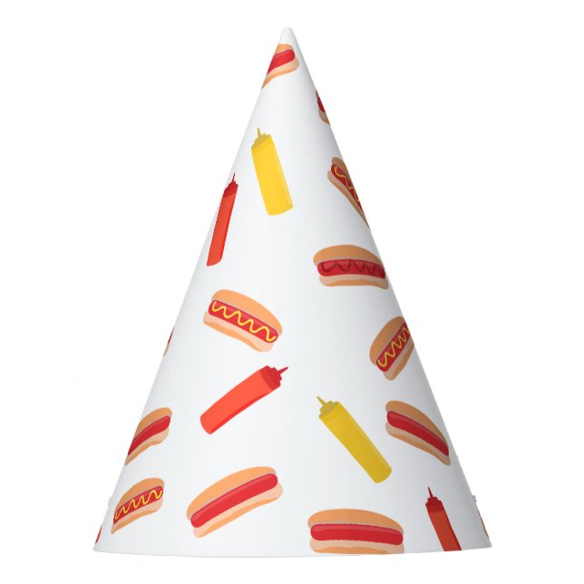 Hot Dog Fast Food BBQ Pattern  Party Hat (Front)