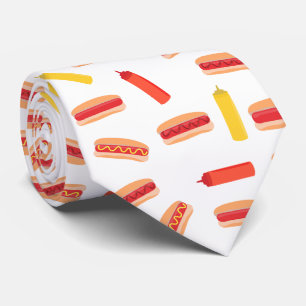 Hot Dog Fast Food BBQ Pattern Tie