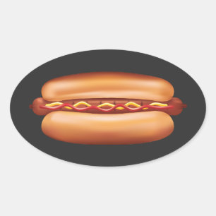 Hot Dog Fast Food Illustration Oval Sticker