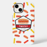 Hot Dog Fast Food Pattern Vintage Monogram
