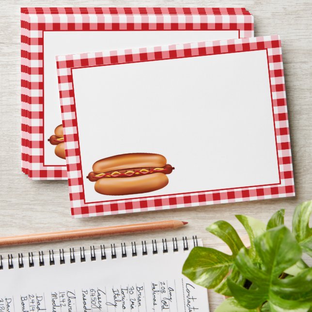 Hot Dog Fast Food Snack On Red Gingham Envelope (Stacked)