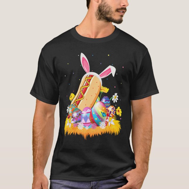 Hot Dog Food   Easter Egg Funny Hot Dog Easter Sun T-Shirt (Front)
