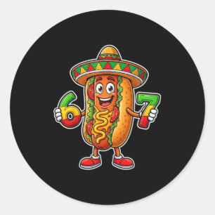 Hot dog food mexican fiesta cinco de mayo 6 7 classic round sticker