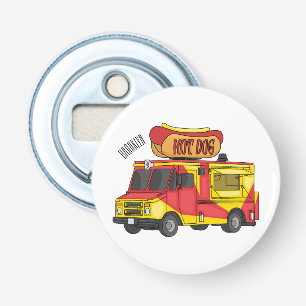 Hot dog food truck cartoon illustration bottle opener