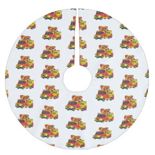 Hot dog food truck cartoon illustration brushed polyester tree skirt