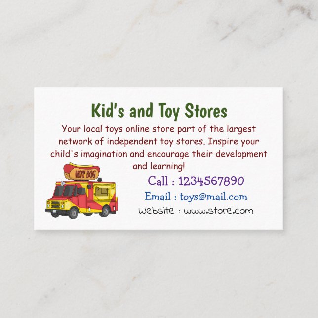 Hot dog food truck cartoon illustration  business card (Front)